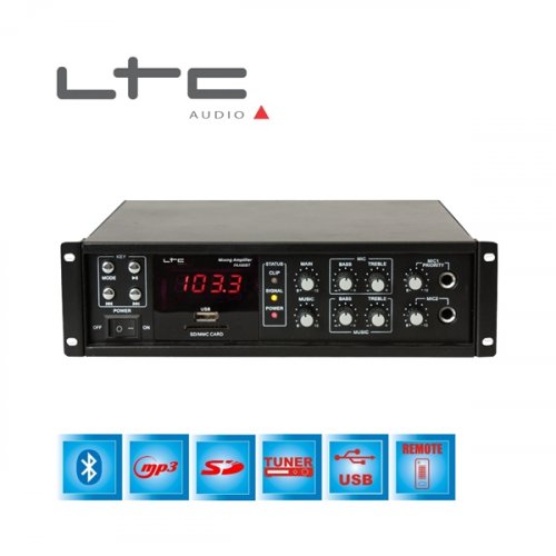 Ενισχυτής μικροφωνικός 80W 100V 2xMIC/FM/USB/Bluetooth PAA80BT LTC Audio