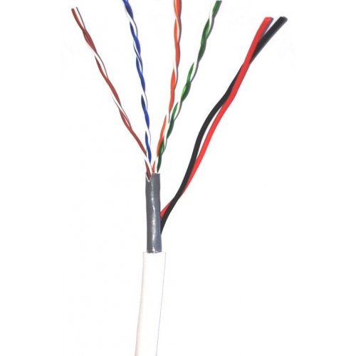 Καλώδιο δικτύου UTP CAT5e + 2x0.50mm 24AWG CCA πακέτο 100m λευκό ST-CC03 ANGA