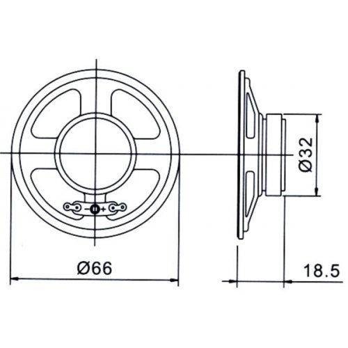 Μεγάφωνο Ø 66mm 8ohm 1W 86dB YD66-A6601