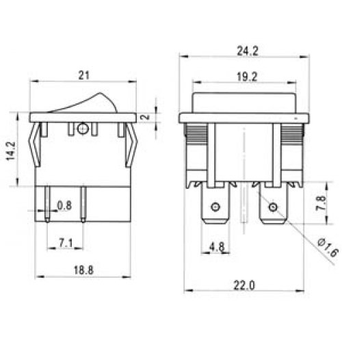 Διακόπτης rocker μεγάλος ΟΝ-ON 6A 250V 6P RL3-222 μαύρος χωρίς λυχνία