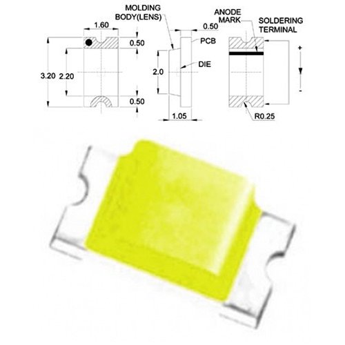 Led smd 1206 κίτρινο 140°  6-17mcd TO-3216BC-YC