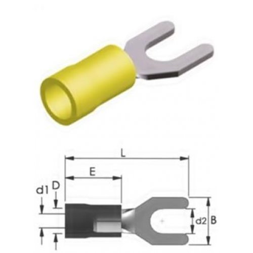 Ακροδέκτης δίχαλο με μόνωση κίτρινη 5.3-5.5mm S5-5V JEE