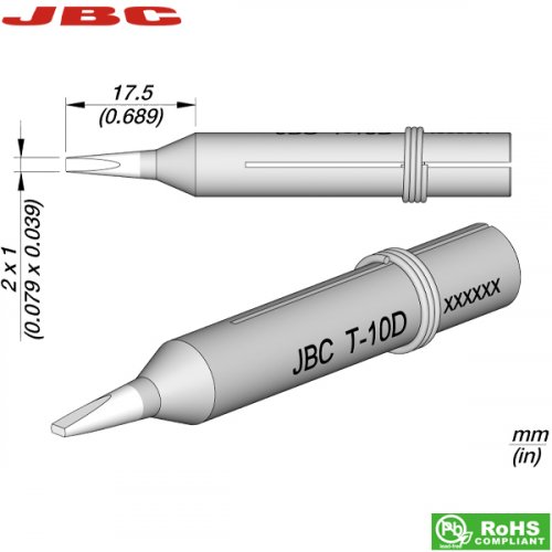 Μύτη κολλητηριού 2x1mm Τ-10D JBC