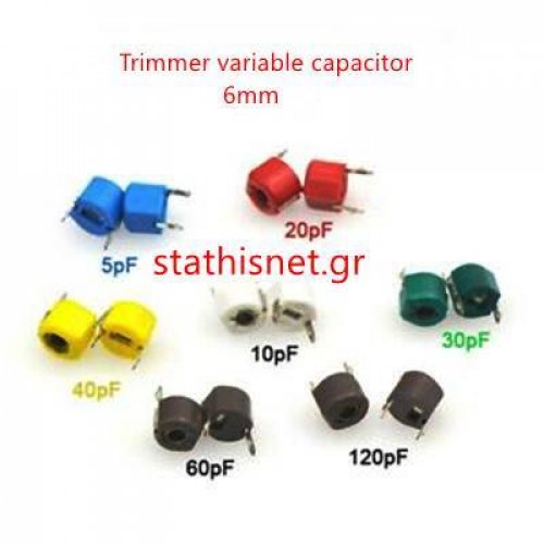 Trimmer πυκνωτής Φ6 πράσινο 6,2-30PF