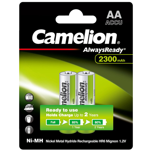 Μπαταρία επαναφορτιζόμενη 1.2V R06 AA 2300mAh Νi-Mh Always Ready BL2pcs Camelion