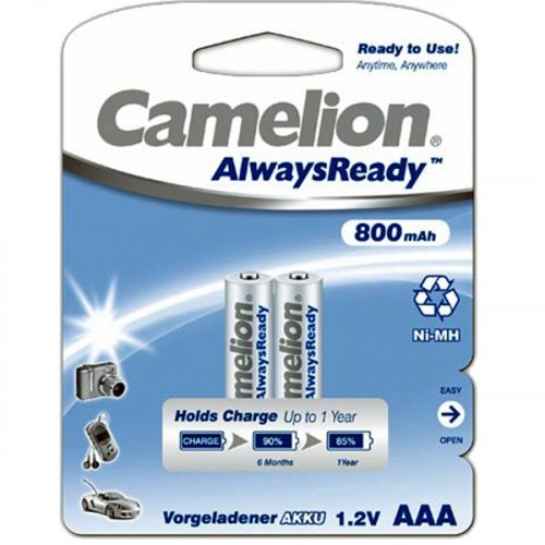 Μπαταρία επαναφορτιζόμενη 1.2V R03 AAA 800mAh Νi-Mh BL2pcs Always Ready Premium Camelion