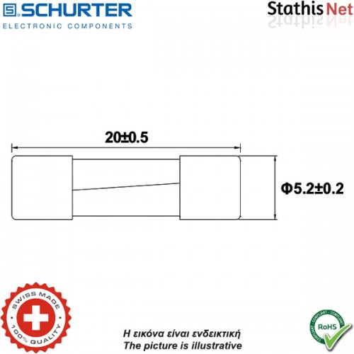 Ασφάλεια κεραμική 5x20mm βραδείας 0.5Α 0001.2501 Schurter