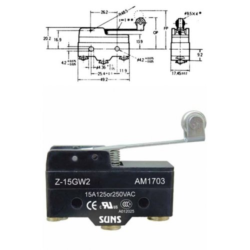 Διακόπτης Τερματικός Micro Switch 15A 250V AC AM-1703