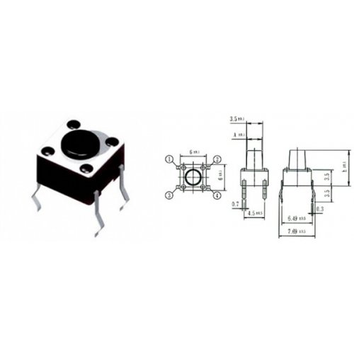 Tact switch 6x6x12.5mm 4pin 180gf 1105DBF