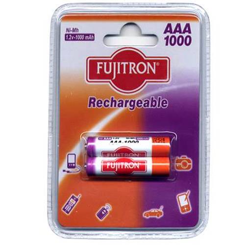 Μπαταρία επαναφορτιζόμενη 1.2V R03 AAA 1000mAh Ni-Mh BL2pcs Fujitron