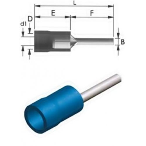 Ακροδέκτης μύτη μόνωση μπλε 2mm PT2-10V LNG