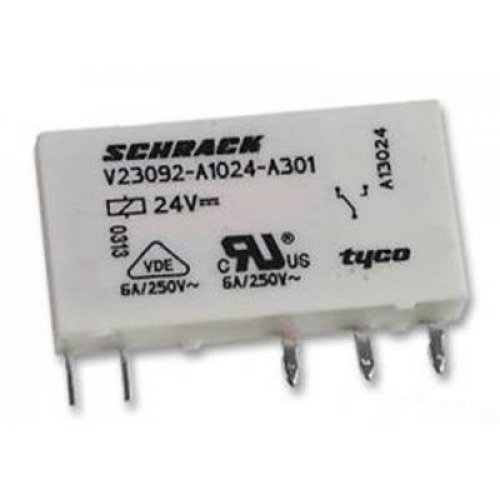 Relay slim SNR 1P 24V DC 6A PCB 1C/O V23092-A1024-A301 TYCO