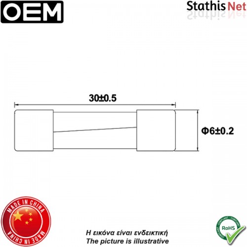 Ασφάλεια γυαλάκι 6x30mm ταχείας 3.5Α OEM