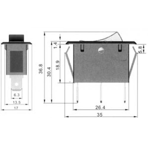 Διακόπτης rocker μεσαίος ΟΝ-OFF-ON 12A 250V 3P HY35D χωρίς λυχνία μαύρος Kedu