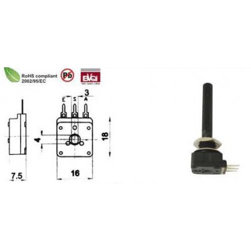 Ποτενσιόμετρο λογαριθμικό μονό PC16S-B 470ΚΩ PIHER