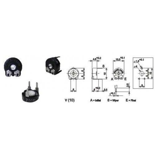 Trimmer μικρό οριζόντιο κλειστό PT10 LV 47 ohm PIHER