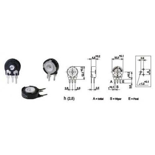 Trimmer μικρό κάθετο κλειστό PT10 LH 2.2Μ ohm PIHER