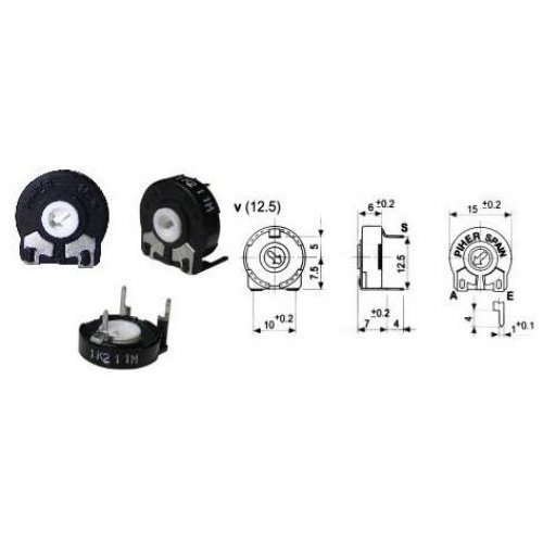 Trimmer μεγάλο οριζόντιο κλειστό PT15 LV 4,7Μ ohm PIHER