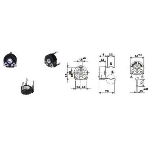 Trimmer μίνι οριζόντιο κλειστό PT6 KV 470 ohm Piher