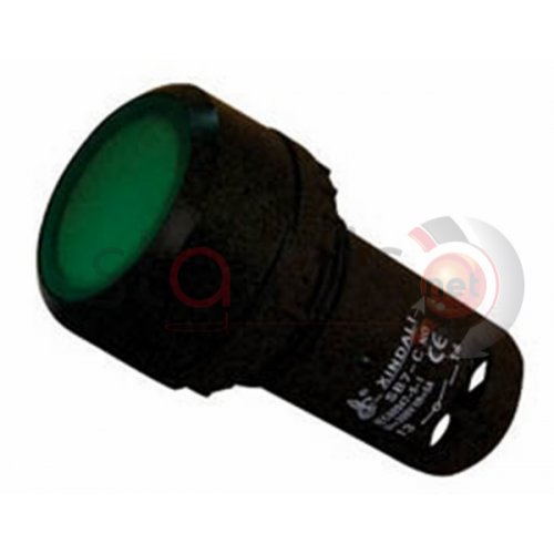 Μπουτόν πράσινο χωνευτό Φ22 4 επαφών με LED SB7-CW3361