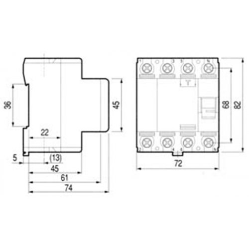 Relay διαφυγής RKN 3P+N 40A 30mA 06240019R0 LS