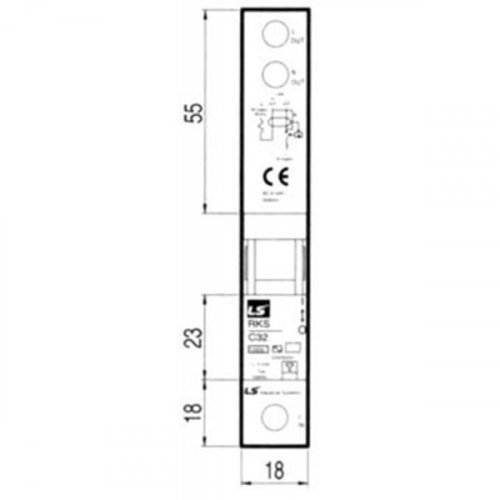 Relay διαφυγής RKS 1P+N C 6A 30mA με ασφάλεια και θερμομαγνητική προστασία 06220407R0 LS