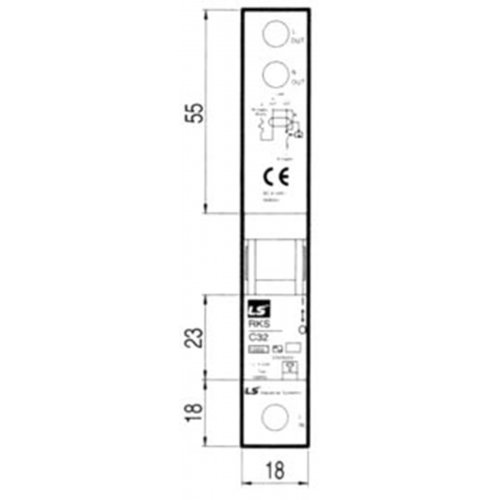 Relay διαφυγής RKS 1P+N C 10A 30mA με ασφάλεια και θερμομαγνητική προστασία 06220649R0 LS