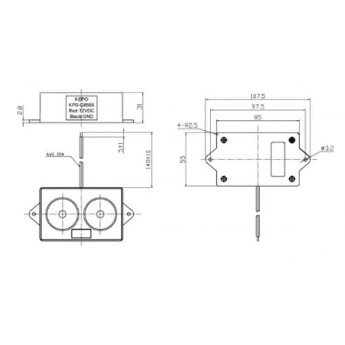 Σειρήνα διπλή 12V DC 106dB 107.5x55mm λευκή IP54 KPS-G8555 KEP