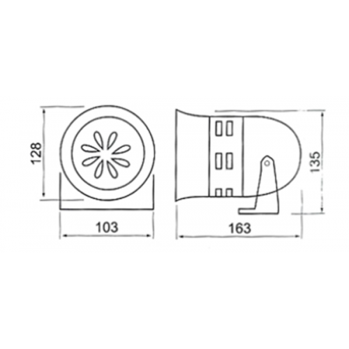 Σειρήνα μεγάλη περιστροφική 24V DC 110dB 163x128x103mm μεταλλική γκρι IP40 MS-290 CNTD