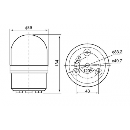 Φάρος μικρός LED strobe 12V DC περιστρεφόμενος 89x134mm κόκκινος IP40 C-1081 CNTD