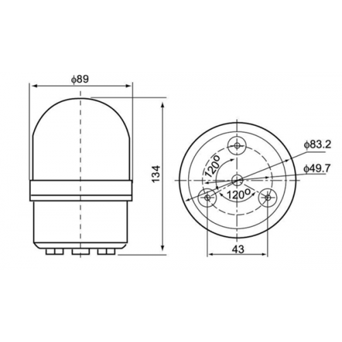 Φάρος μικρός LED strobe 12V DC περιστρεφόμενος 89x134mm κίτρινος IP40 C-1081 CNTD