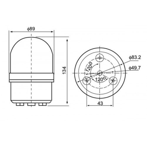 Φάρος μικρός LED strobe 230V AC περιστρεφόμενος 89x134mm μπλε IP40 C-1081 CNTD