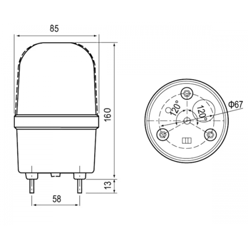 Φάρος μεγάλος LED strobe 12V DC περιστρεφόμενος 85x160mm κόκκινος IP40 C-1101 CNTD