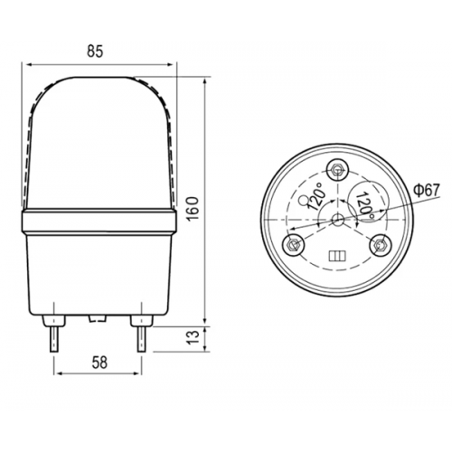 Φάρος μεγάλος LED strobe 12V DC περιστρεφόμενος 85x160mm πορτοκαλί IP40 C-1101 CNTD