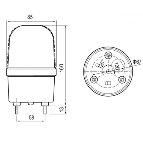 Φάρος μεγάλος LED strobe 12V DC περιστρεφόμενος 85x160mm πράσινος IP40 C-1101 CNTD