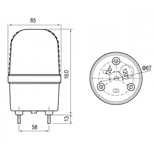 Φάρος μεγάλος LED strobe 24V DC περιστρεφόμενος 85x160mm κόκκινος IP40 C-1101 CNTD
