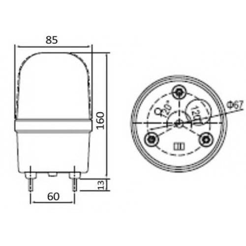 Φάρος μικρός LED 24VDC μπλέ περιστρεφόμενος 85x160mm (C-1101) LTD1121