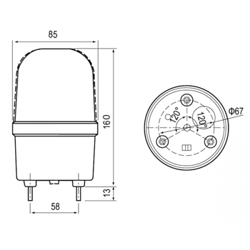 Φάρος μεγάλος LED strobe 24V DC περιστρεφόμενος 85x160mm μπλε IP40 C-1101 CNTD