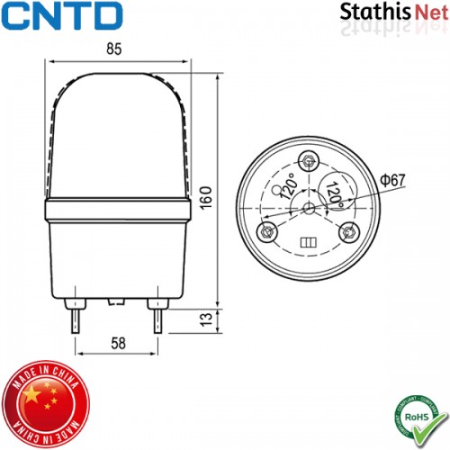 Φάρος μικρός LED 24VDC πράσινος περιστρεφόμενος 85x160mm C-1101 CNTD