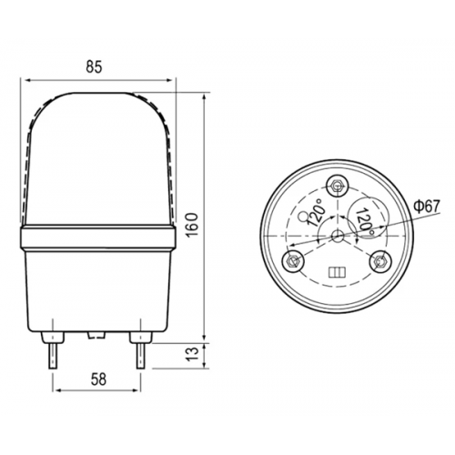 Φάρος μεγάλος LED strobe 24V DC περιστρεφόμενος 85x160mm πράσινος IP40 C-1101 CNTD
