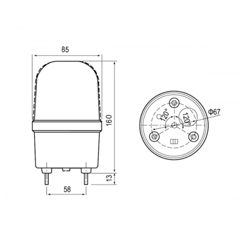 Φάρος μεγάλος LED strobe 230V AC περιστρεφόμενος 85x160mm μπλέ IP40 C-1101 CNTD
