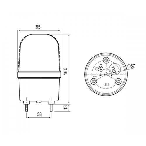 Φάρος μεγάλος LED strobe 230V AC περιστρεφόμενος 85x160mm κίτρινος IP40 C-1101 CNTD