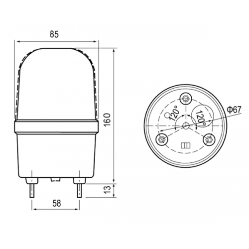Φάρος μεγάλος LED strobe 230V AC περιστρεφόμενος 85x160mm πράσινος IP40 C-1101 CNTD