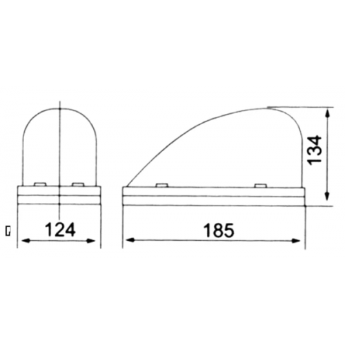 Φάρος neon 12V DC περιστρεφόμενος με σειρήνα & φις αυτοκινήτου 185x134mm κόκκινος IP40 LTD1201J KZE