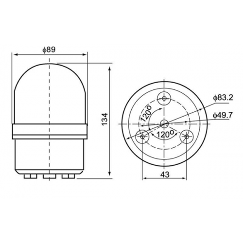 Φάρος μικρός LED strobe 24V DC περιστρεφόμενος 89x134mm κίτρινος IP40 C-1081 CNTD
