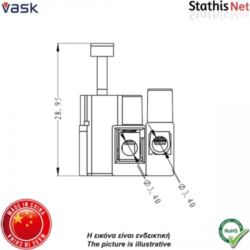 Κλέμα με ασφαλειοθήκη καλωδίου 5x20mm 806A/2P Vask Components