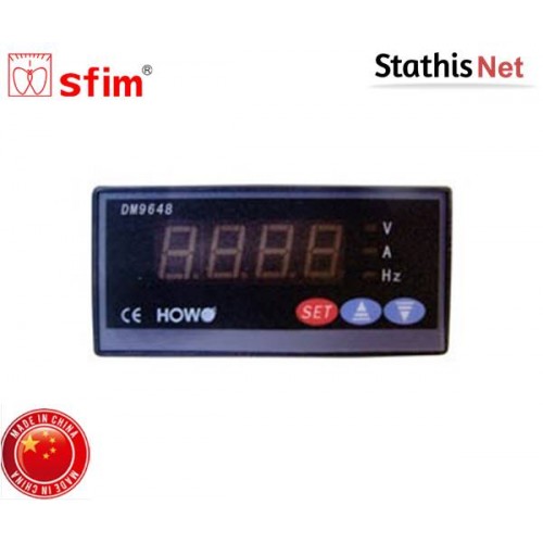 Όργανο πίνακος αμπερόμετρο/βολτόμετρο/συχνόμετρο ψηφιακό AC 96x48mm μέσω μετασχηματιστή 100/5A DM9648-3 SFIM