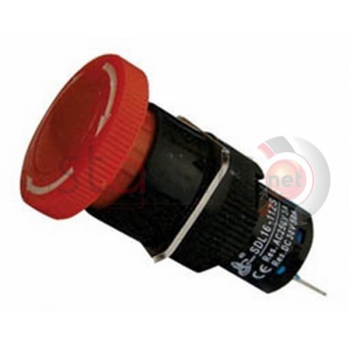 Μπουτόν κόκκινο βιδωτό Φ16 μανιτάρι με συγκράτηση 230VAC SDL16-11ZS