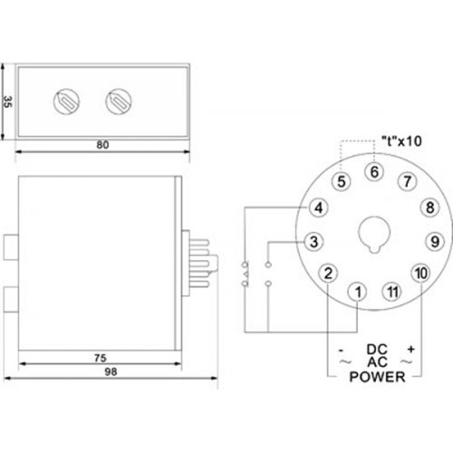 Relay χρονικό φλασέρ ασύμμετρο 24-230V AC/DC 11P 1CO AS-UP1/M C&H