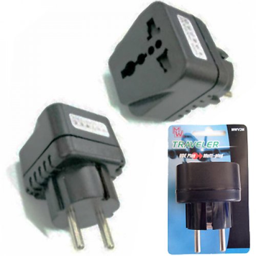 Αντάπτορας 1 x schuko plug 230v -> 1 x EU 2-pin universal plug out black MW-V2M Minwa